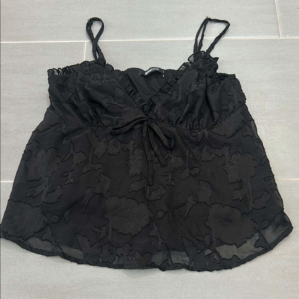 Black Floral Women's Top